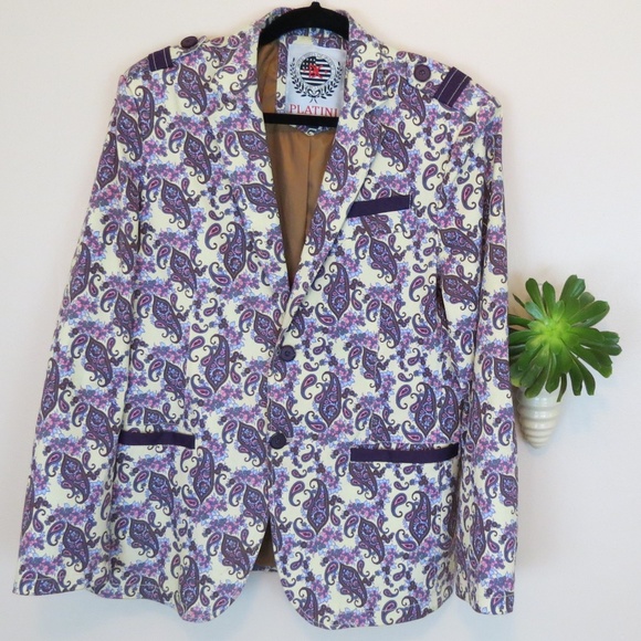Platini Other - Platini  Stylish Purple Paisley Button Up Blazer M